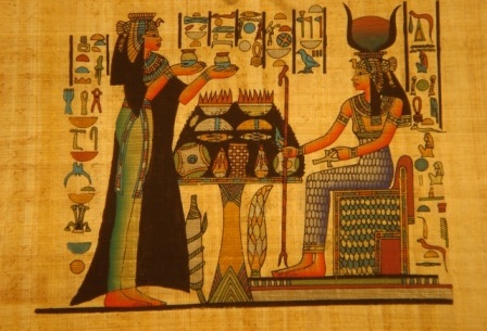 Nefertary Proffers Offerings To Isis Egyptian Papyrus 133D